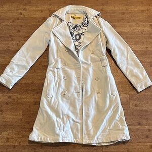 White Women's Double-Breasted Trench Coat